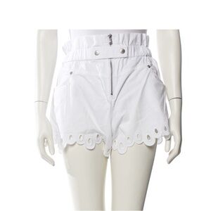 High-Waist White Eyelet Scallop Hem Shorts